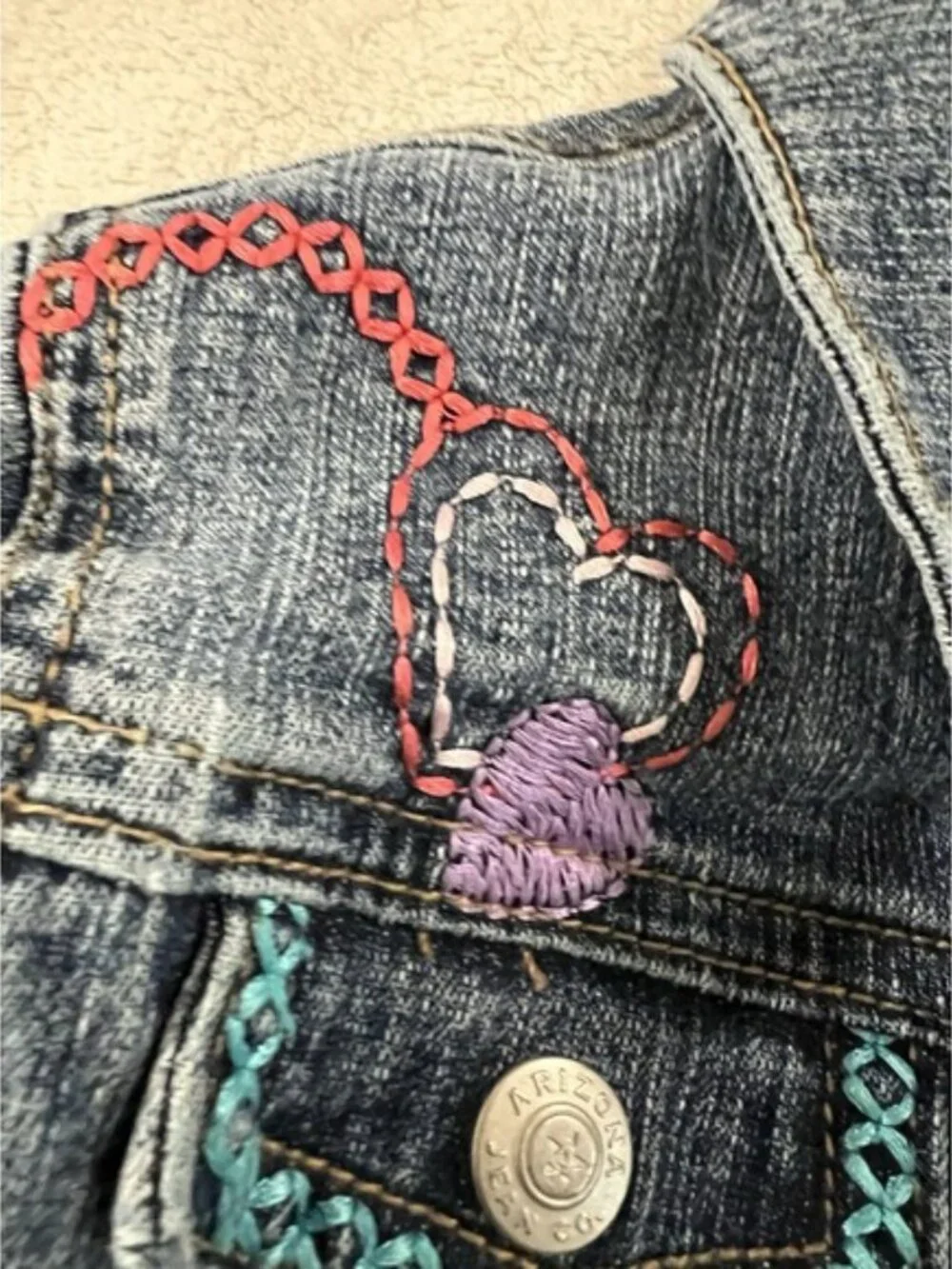 The Origial Arizona‎ Jean Company Girl Denim Jacket Size 6X Pre Own